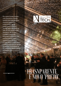 Imagem de uma festa coberta com tendas transparentes